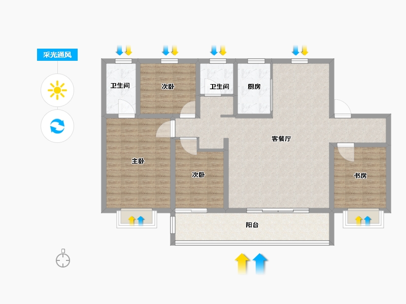 安徽省-阜阳市-华安公园1号-124.01-户型库-采光通风