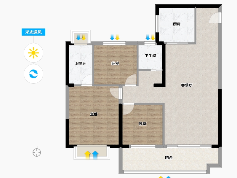 江苏省-盐城市-阜宁碧桂园双玺-97.59-户型库-采光通风