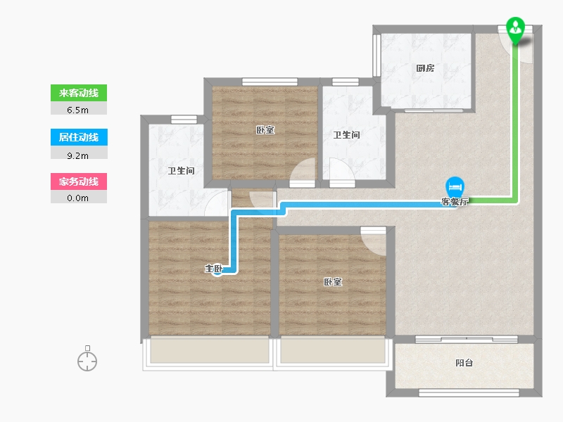 山东省-淄博市-云星齐都御园-96.77-户型库-动静线