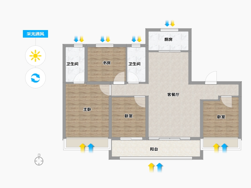 山东省-淄博市-云星齐都御园-112.01-户型库-采光通风