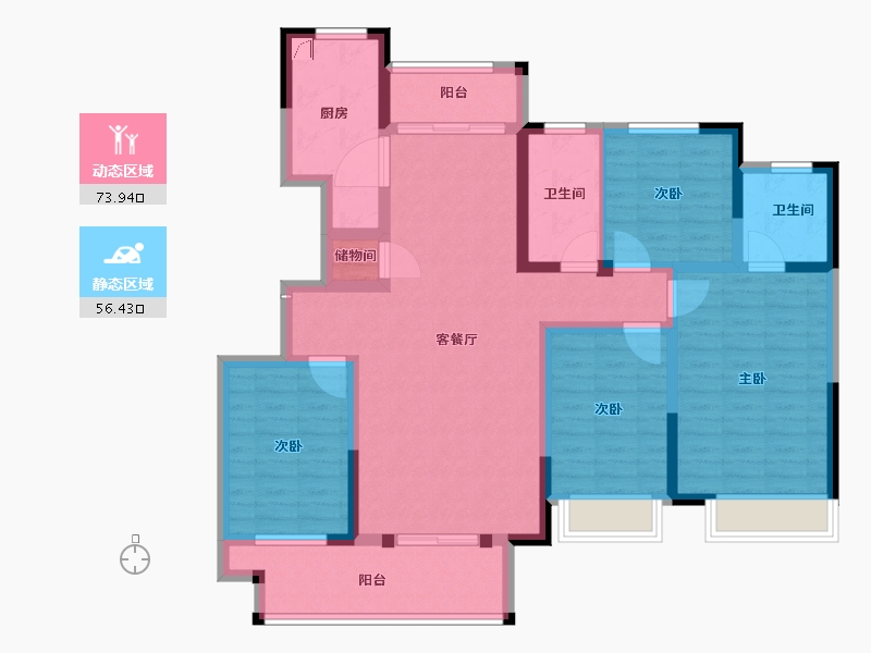 河南省-商丘市-柘城建业春天里四期-115.35-户型库-动静分区