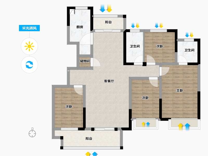 河南省-商丘市-柘城建业春天里四期-115.35-户型库-采光通风