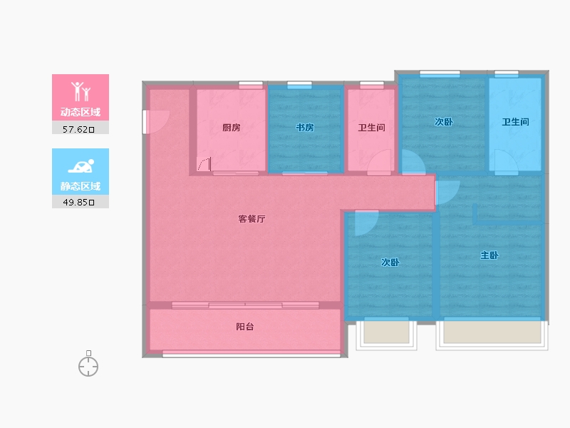 陕西省-咸阳市-融创时光宸阅-96.29-户型库-动静分区