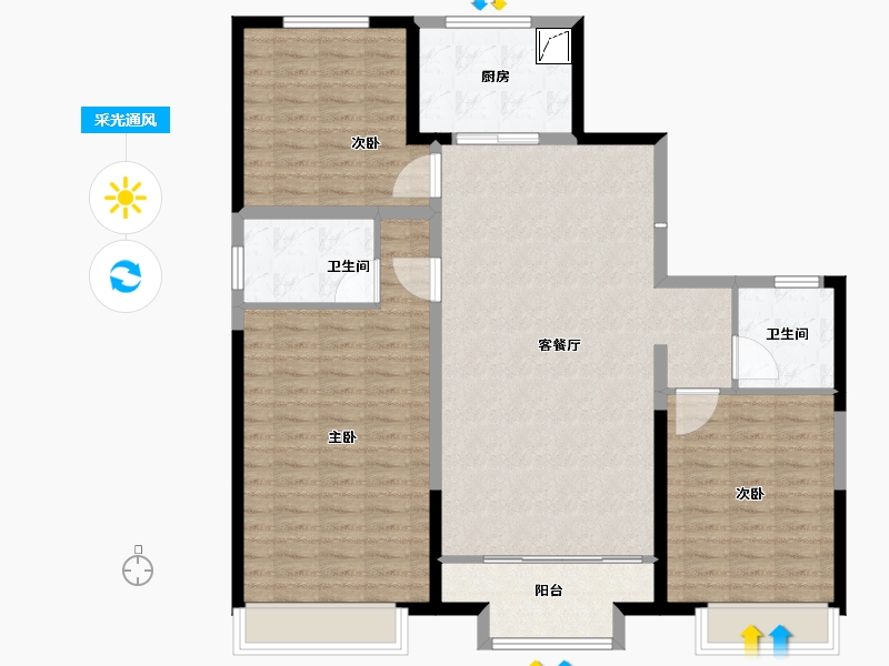 河南省-濮阳市-荣域花果园二期天鹅堡品鉴中心-120.00-户型库-采光通风