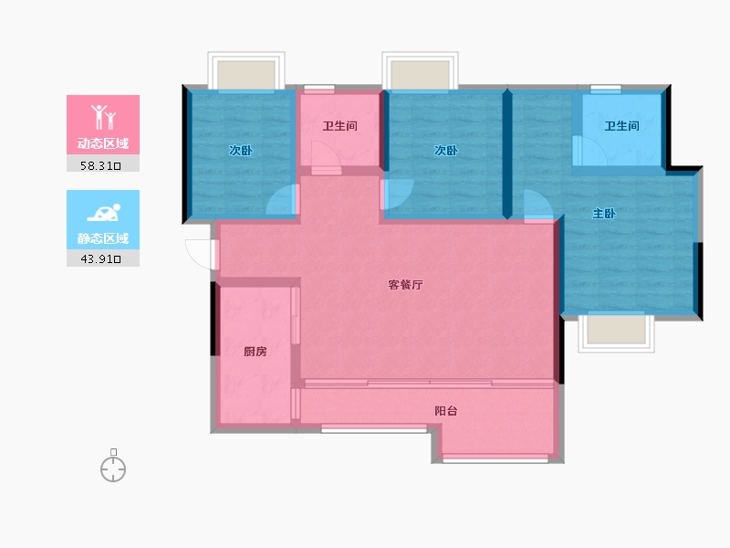 四川省-南充市-恒大华府-91.04-户型库-动静分区