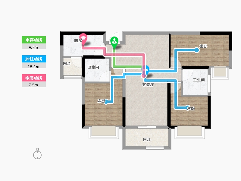 湖南省-郴州市-振兴凤凰名邸-86.57-户型库-动静线