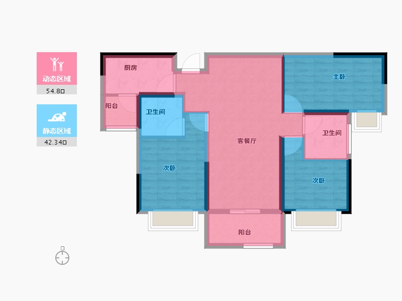 湖南省-郴州市-振兴凤凰名邸-86.57-户型库-动静分区