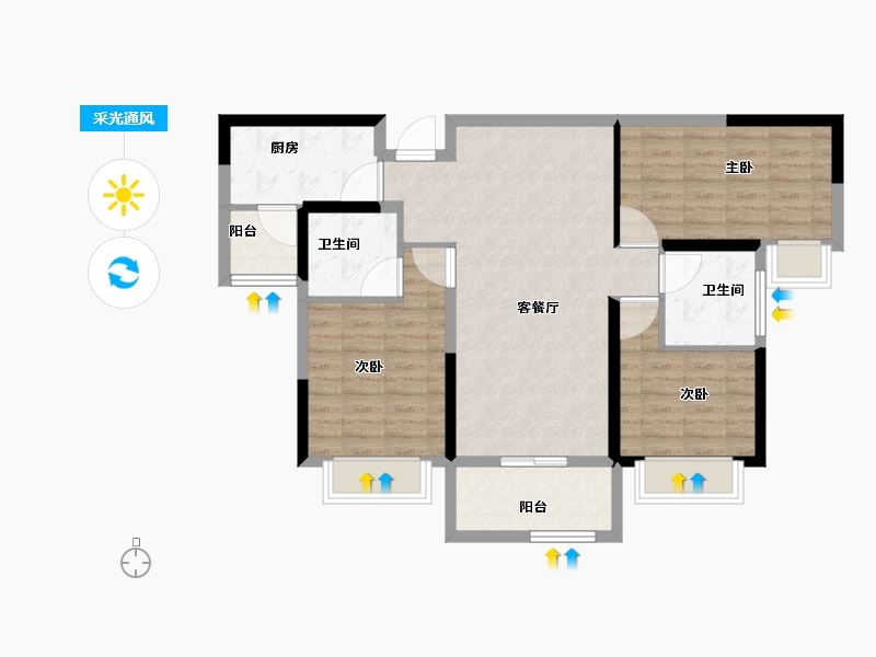 湖南省-郴州市-振兴凤凰名邸-86.57-户型库-采光通风