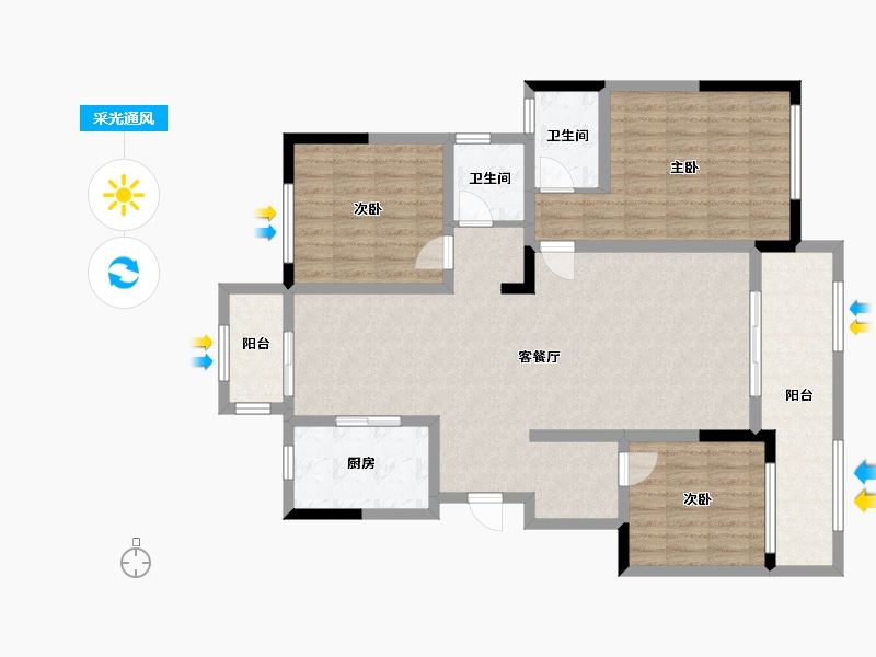 河南省-信阳市-幸福玫瑰园-110.00-户型库-采光通风