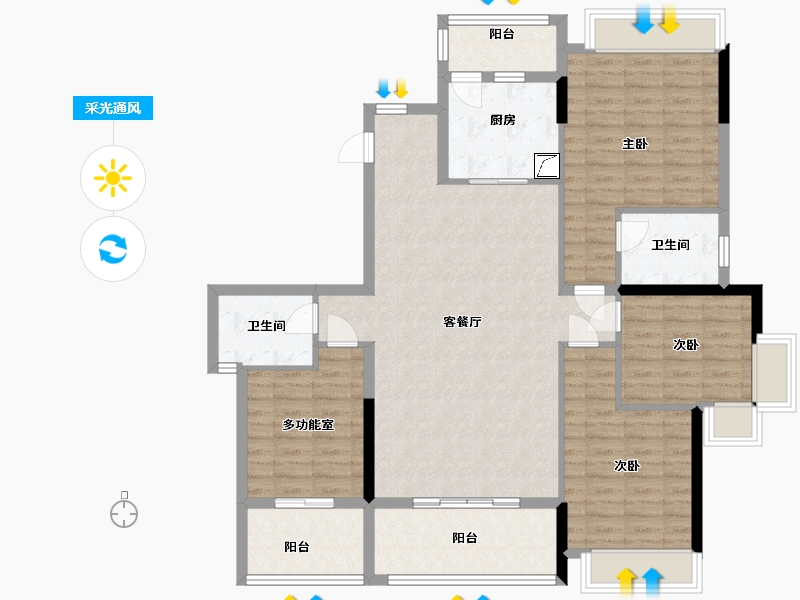 湖北省-恩施土家族苗族自治州-恩施公园里小区-120.00-户型库-采光通风