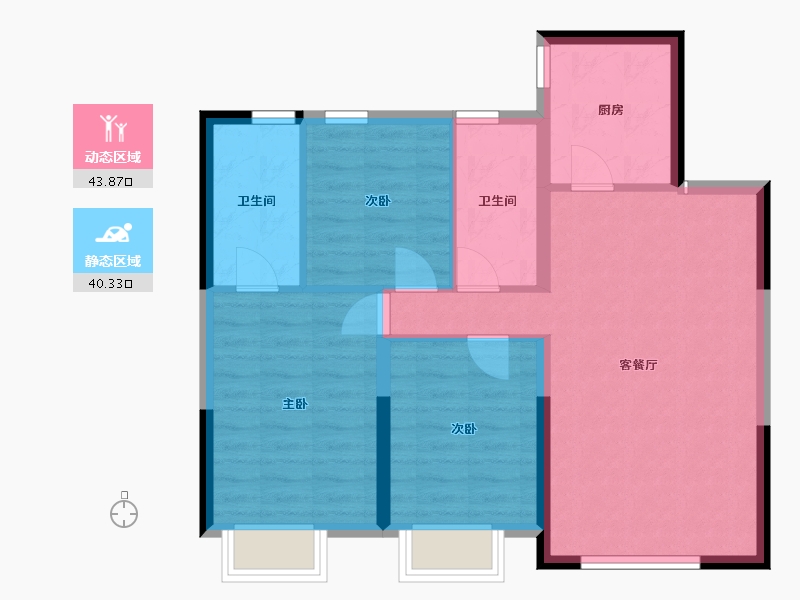 内蒙古自治区-赤峰市-璞玥风华-75.73-户型库-动静分区