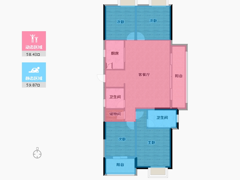 福建省-三明市-金澜湾三期-107.20-户型库-动静分区