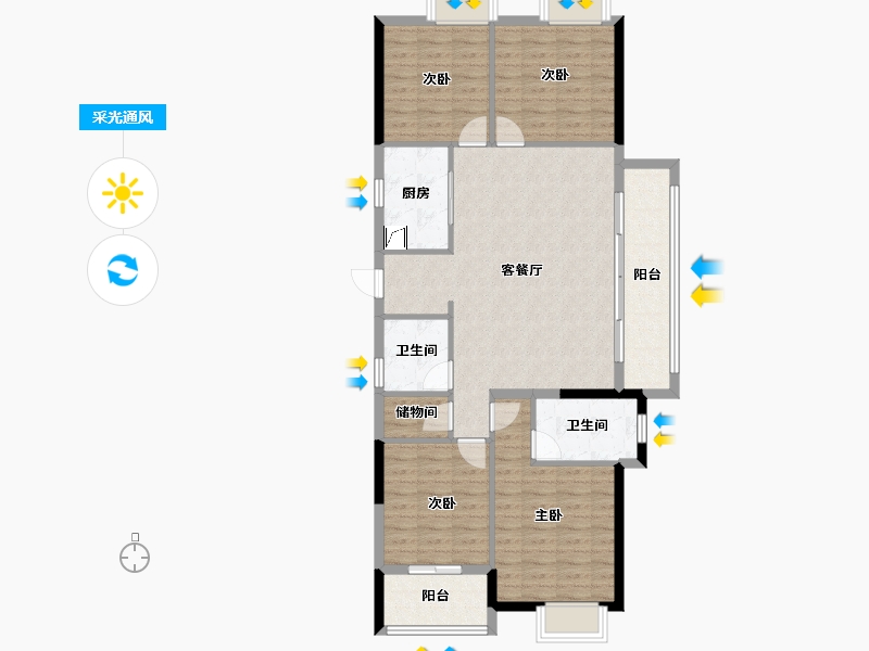 福建省-三明市-金澜湾三期-107.20-户型库-采光通风