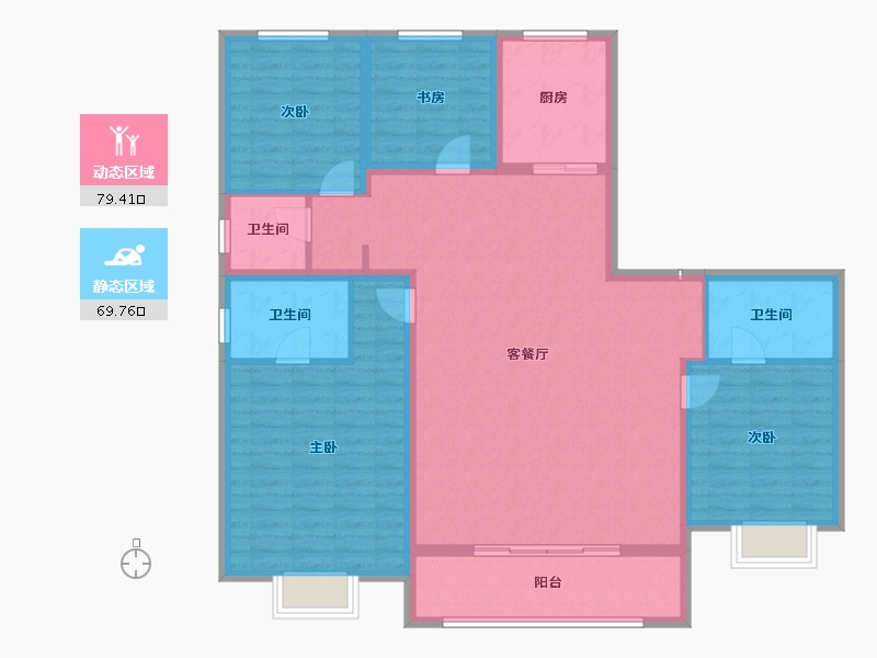 陕西省-咸阳市-陕建沣渭壹号院-135.50-户型库-动静分区