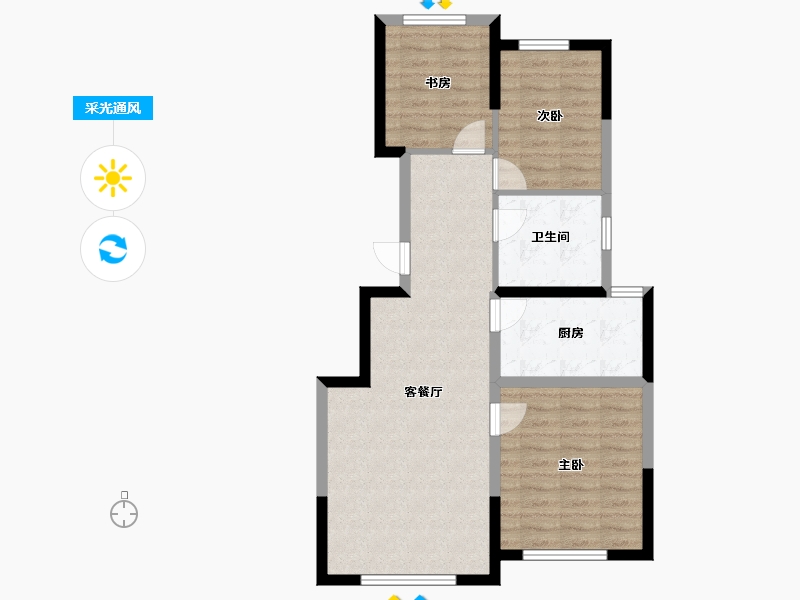 内蒙古自治区-赤峰市-盛景嘉苑-74.68-户型库-采光通风