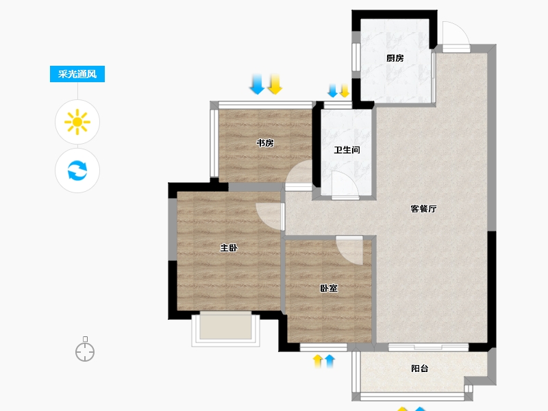 广西壮族自治区-柳州市-奥园瀚德紫荆花城-71.20-户型库-采光通风