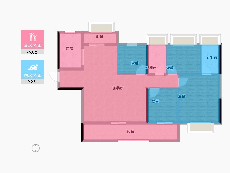 湖南省-郴州市-郴州碧桂园永兴府-113.75-户型库-动静分区