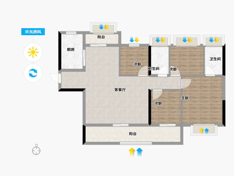 湖南省-郴州市-郴州碧桂园永兴府-113.75-户型库-采光通风