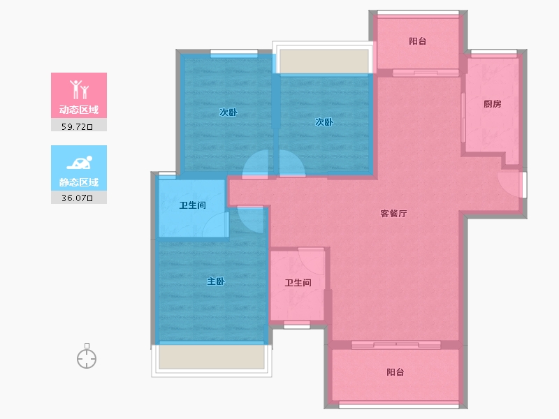 广东省-江门市-东方御璟苑-85.95-户型库-动静分区