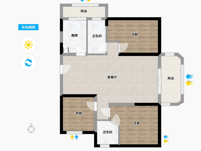 湖南省-长沙市-三润城-88.00-户型库-采光通风