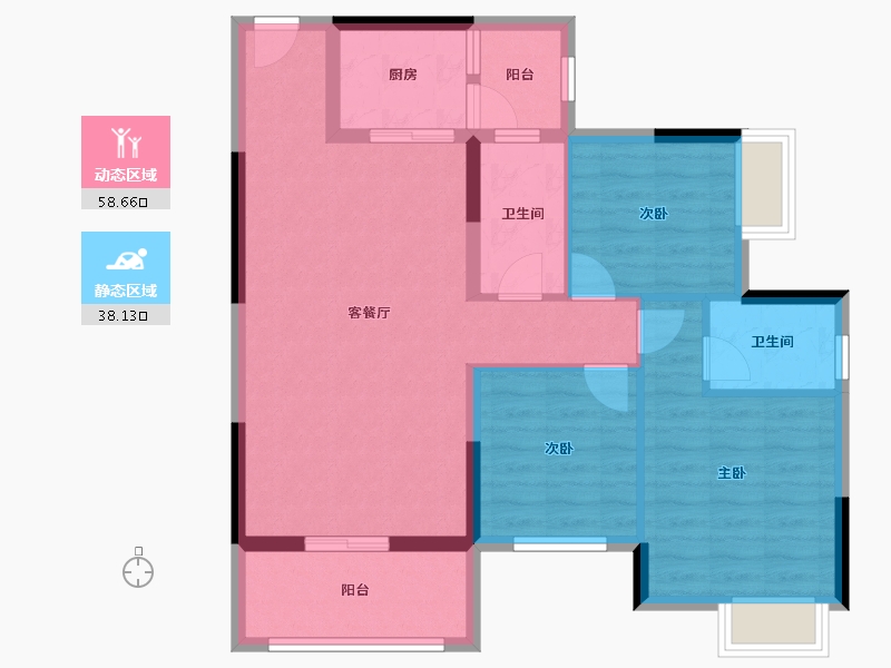 湖南省-郴州市-恒嘉月伴湾-86.52-户型库-动静分区