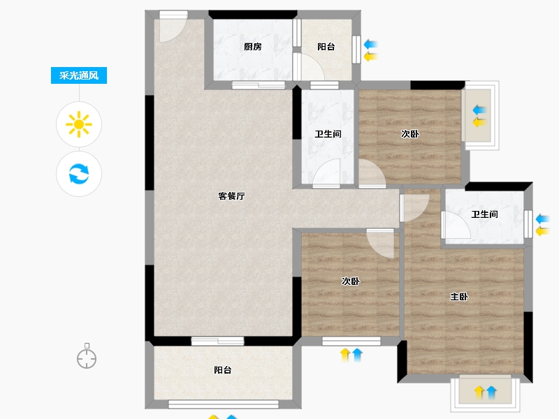 湖南省-郴州市-恒嘉月伴湾-86.52-户型库-采光通风