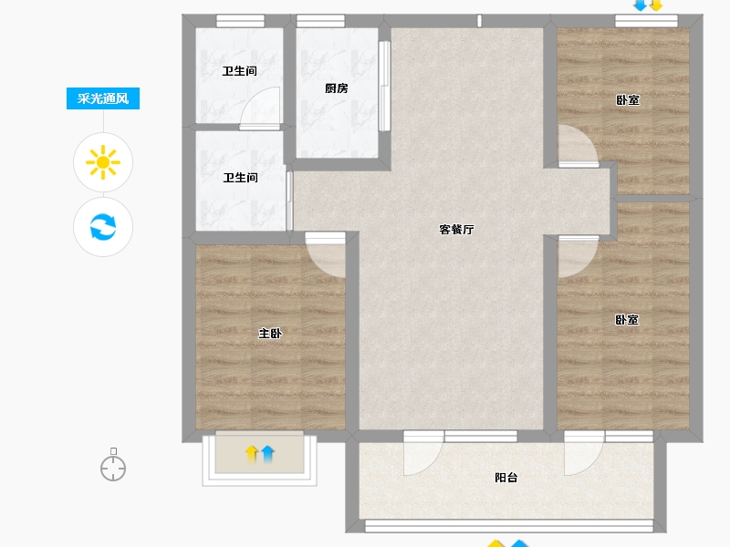 山东省-聊城市-财信·九州印象-80.00-户型库-采光通风