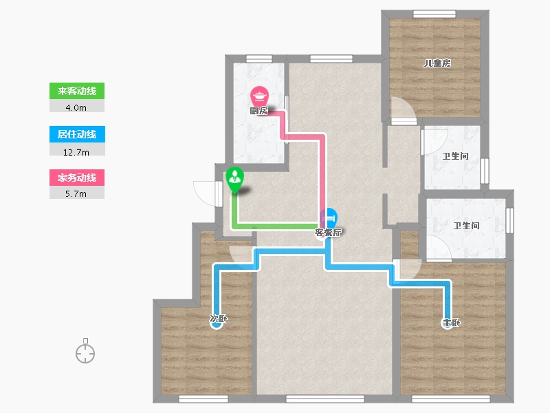 内蒙古自治区-赤峰市-中梁恒基星海明珠-94.39-户型库-动静线