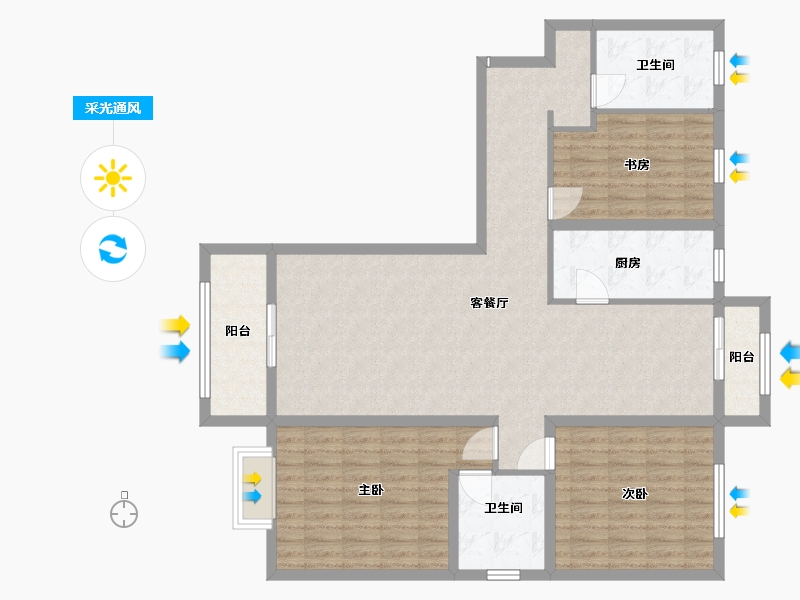 甘肃省-兰州市-盛世和平居-120.83-户型库-采光通风