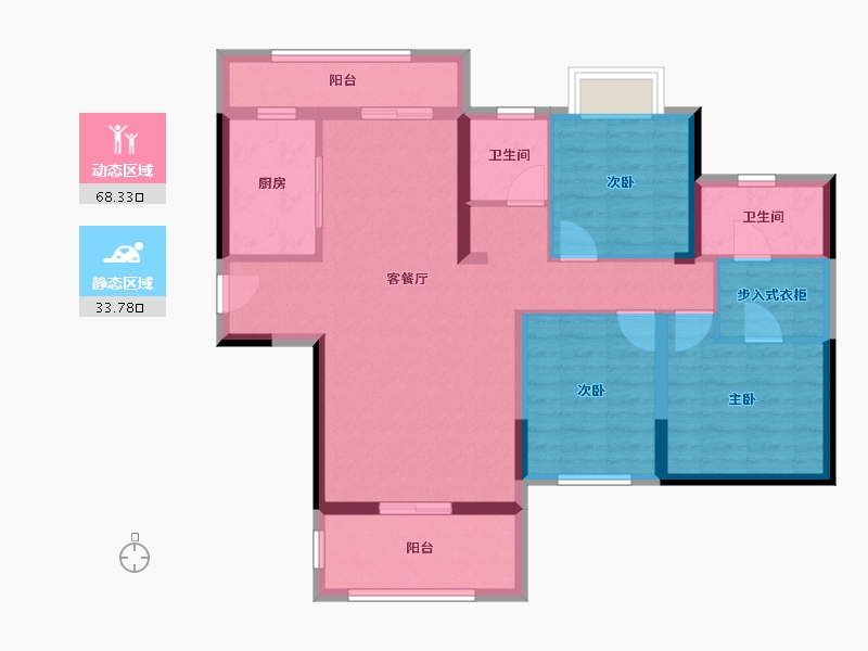 湖南省-郴州市-恒嘉月伴湾-90.53-户型库-动静分区