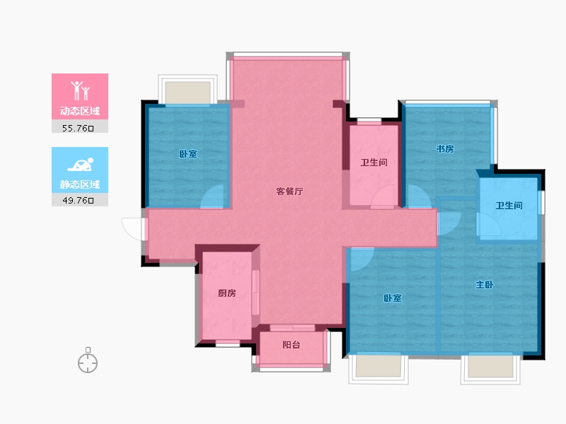 广西壮族自治区-柳州市-奥园瀚德紫荆花城-94.40-户型库-动静分区