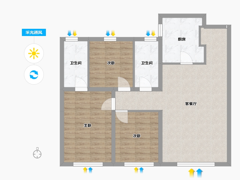 内蒙古自治区-赤峰市-大地江山风华-81.75-户型库-采光通风