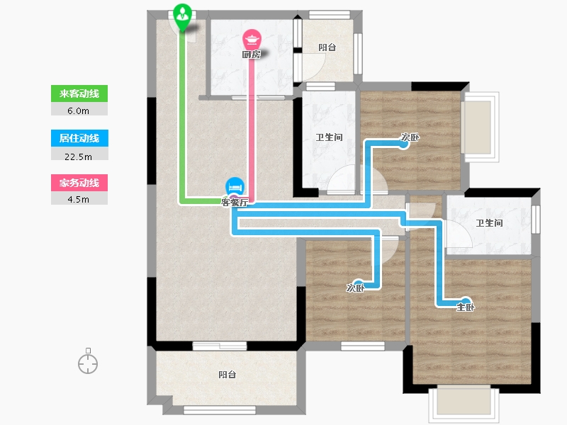 湖南省-郴州市-恒嘉月伴湾-86.07-户型库-动静线