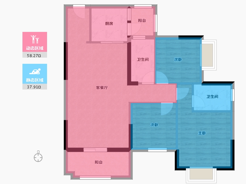 湖南省-郴州市-恒嘉月伴湾-86.07-户型库-动静分区