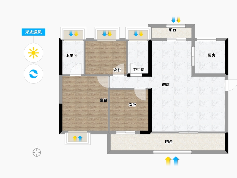 湖南省-郴州市-郴州碧桂园永兴府-100.21-户型库-采光通风