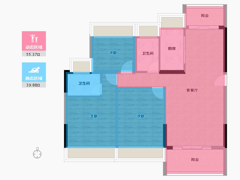 广东省-江门市-东方御璟苑-85.86-户型库-动静分区