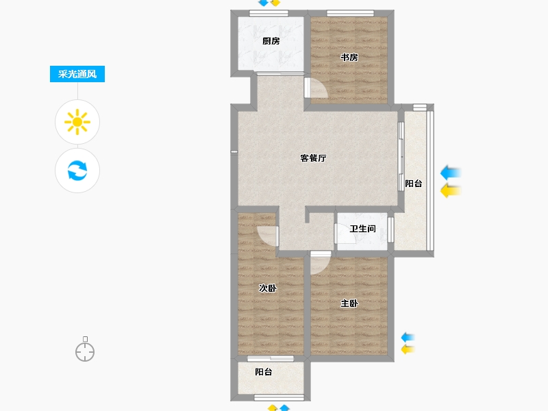 山东省-淄博市-天煜风华-80.36-户型库-采光通风