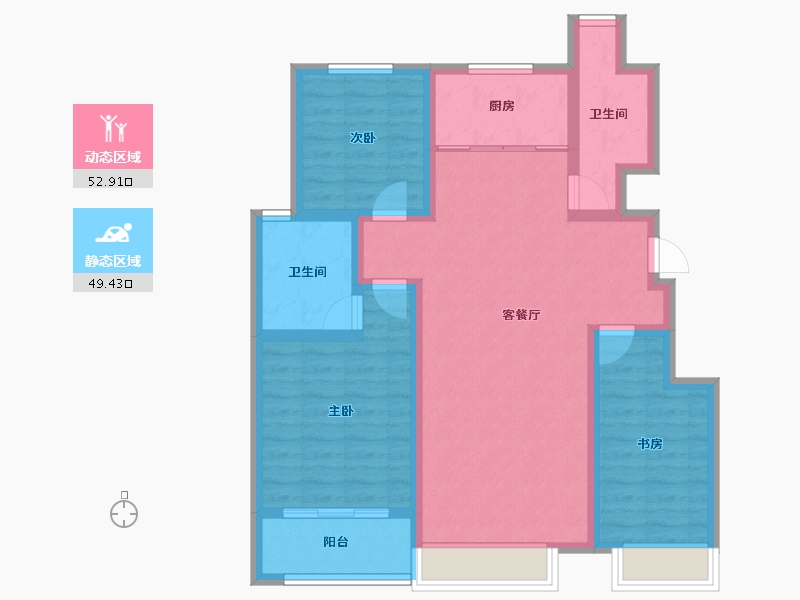 山东省-淄博市-柳泉悦府-90.85-户型库-动静分区