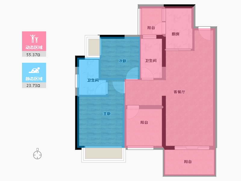 广东省-江门市-越秀•星汇名庭-70.29-户型库-动静分区