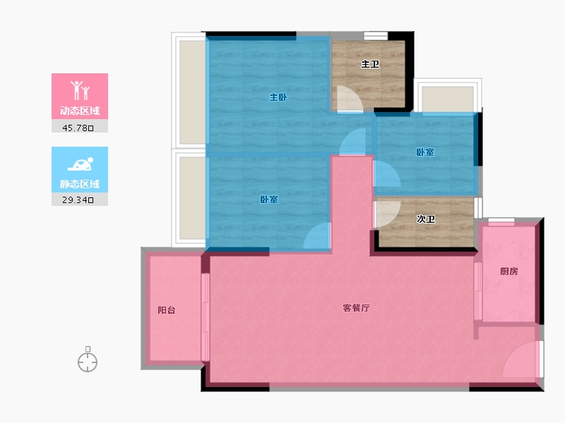 广东省-惠州市-海伦堡玖悦府-76.00-户型库-动静分区