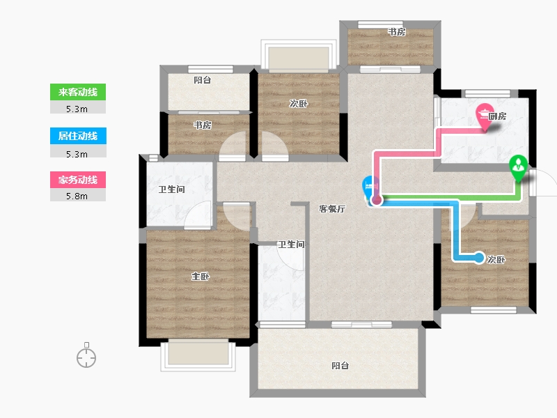 湖南省-郴州市-湖南建工东玺台-108.26-户型库-动静线