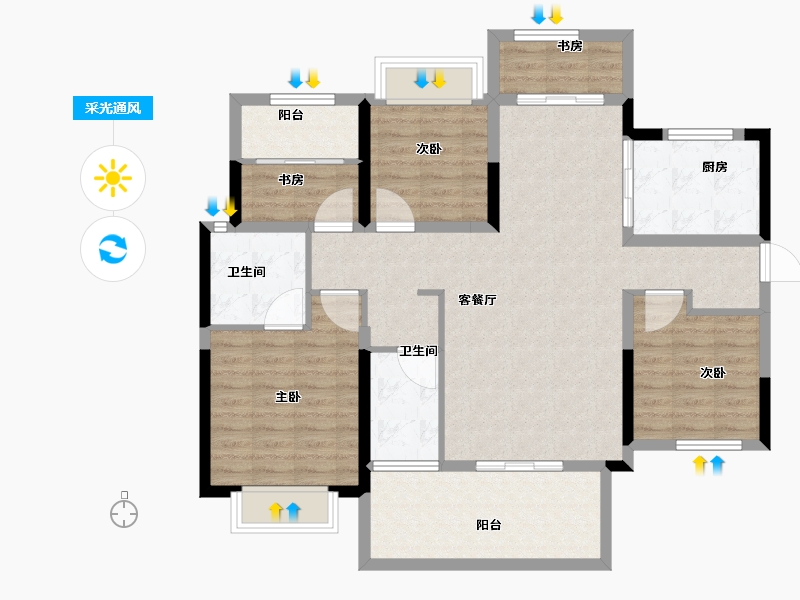 湖南省-郴州市-湖南建工东玺台-108.26-户型库-采光通风