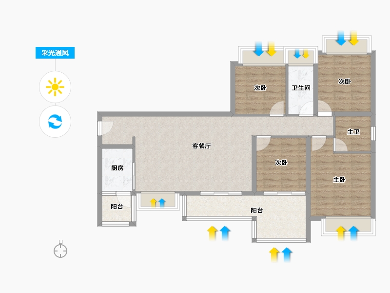 四川省-成都市-蓝光观岭雍锦半岛-100.23-户型库-采光通风