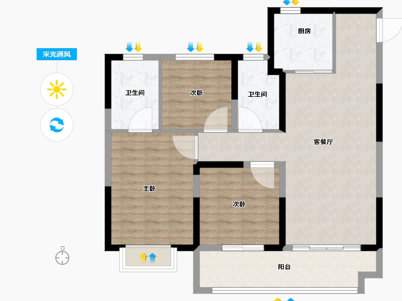 山东省-淄博市-中梁星海云著-92.01-户型库-采光通风