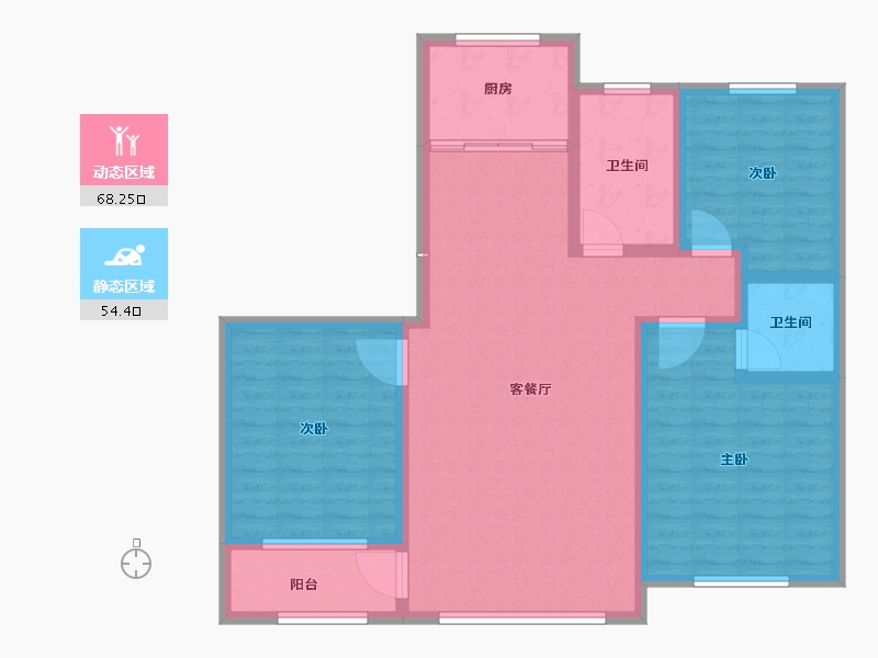 山东省-淄博市-鸿泰花漾城-110.41-户型库-动静分区