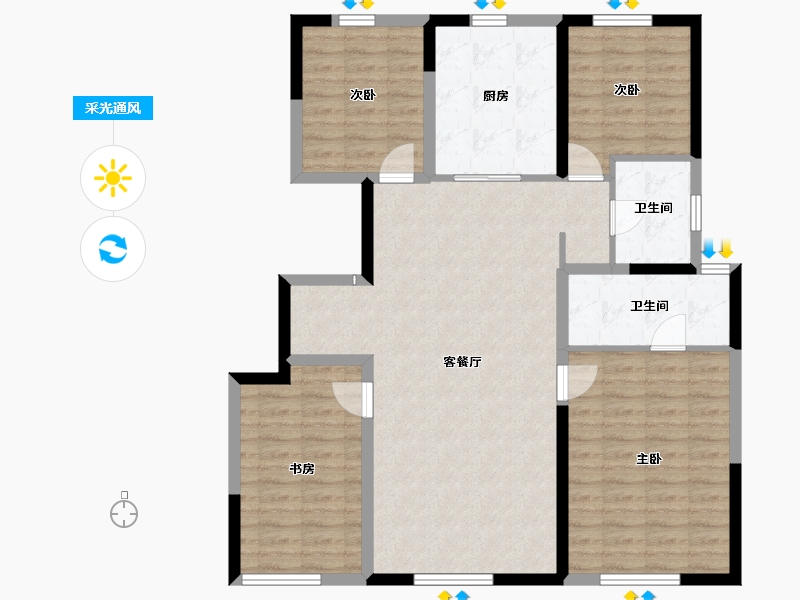 内蒙古自治区-赤峰市-盛景嘉苑-110.96-户型库-采光通风