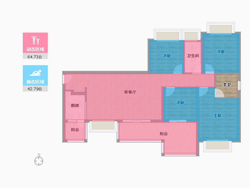 四川省-成都市-蓝光观岭雍锦半岛-100.20-户型库-动静分区