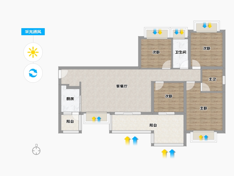 四川省-成都市-蓝光观岭雍锦半岛-100.20-户型库-采光通风