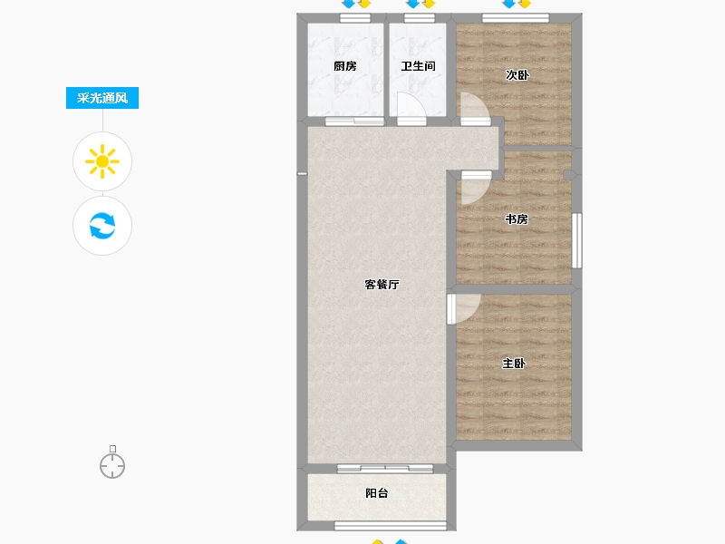 山东省-淄博市-天煜风华-79.86-户型库-采光通风