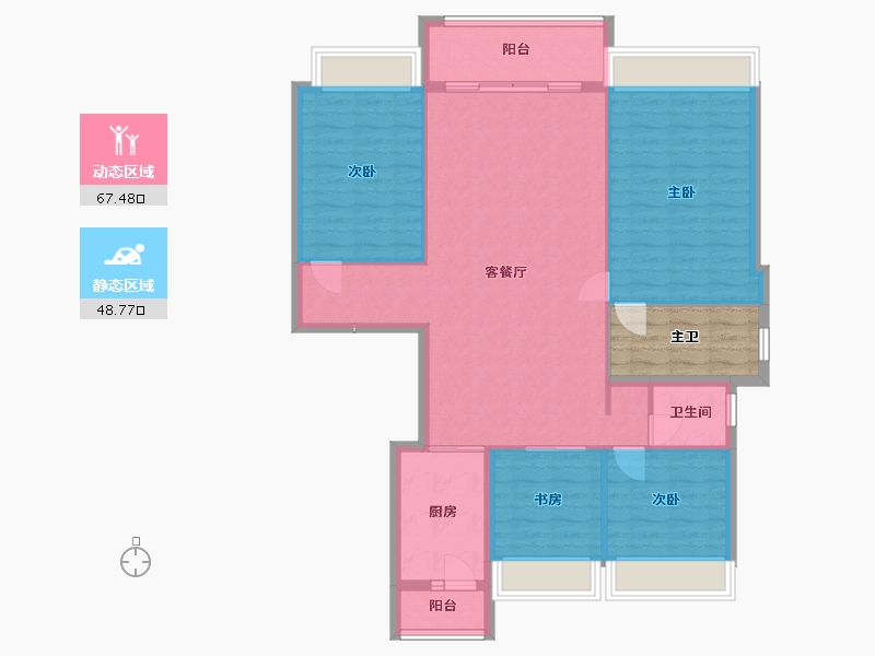 四川省-成都市-中南樾府-112.77-户型库-动静分区